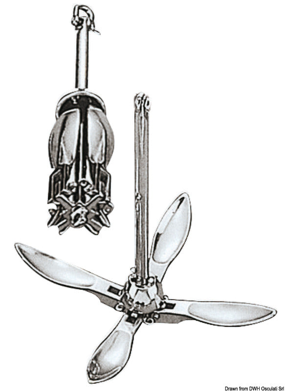 Folding grapnel anchors