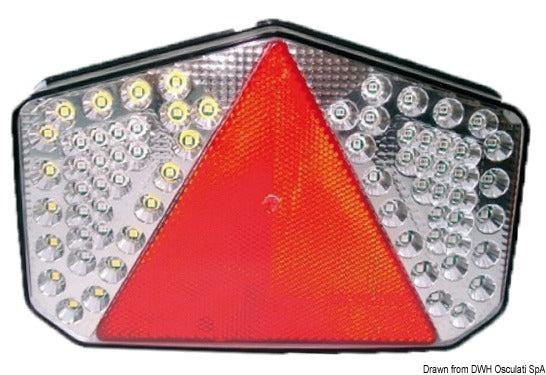 LED-takavalot kolmiomaisella heijastimella ja 7 funktiolla