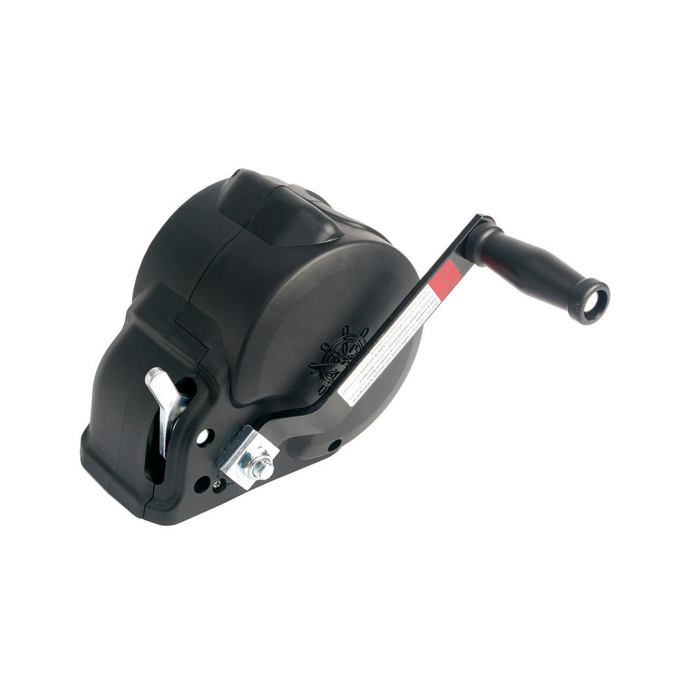 Boat haulage winch with technopolymer external case