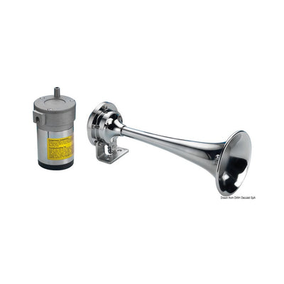 Chromed brass horn with compressor for boats up to