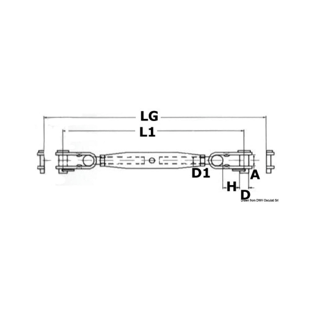 Turnbuckle with two articulated jaws