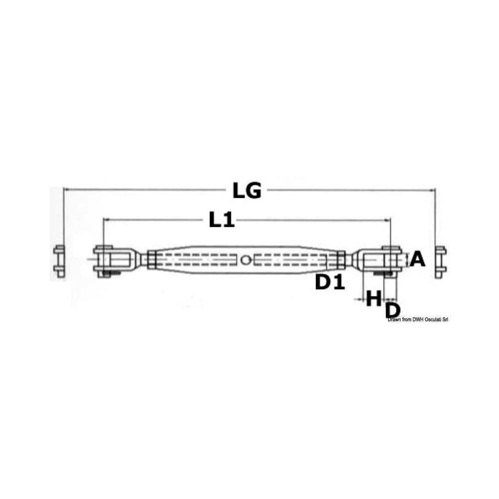 Rigging screws with two fixed jaws