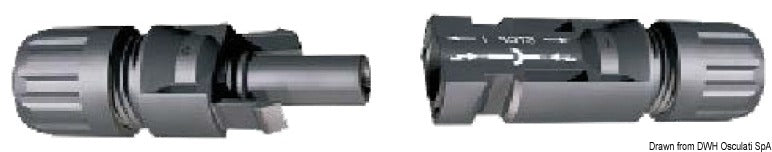 MC4 uros- ja naarasliittimet, IP67 Enecom-paneelien asennukseen.