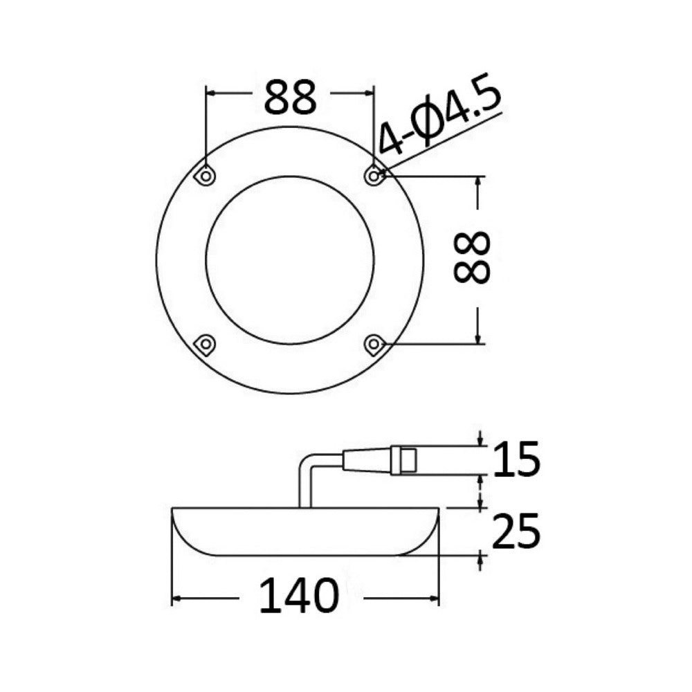 Underwater light with screws for hull / transom / platform