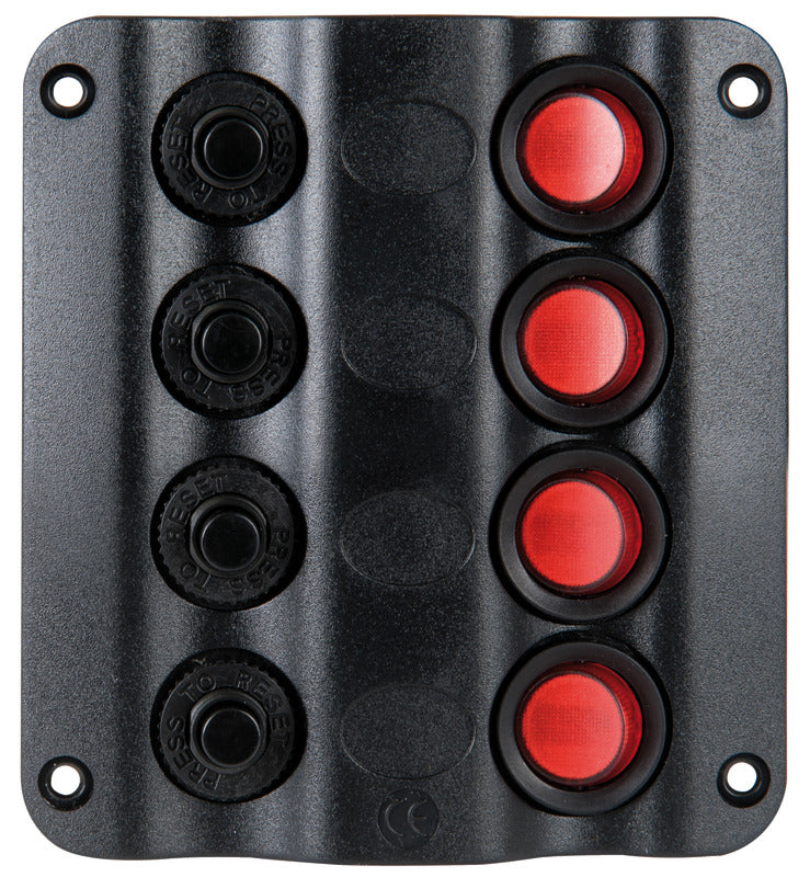 Wave Design -sähköinen ohjauspaneeli keinukytkimillä ja LED-merkkivaloilla