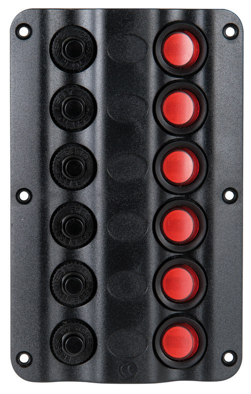 Wave Design -sähköinen ohjauspaneeli keinukytkimillä ja LED-merkkivaloilla