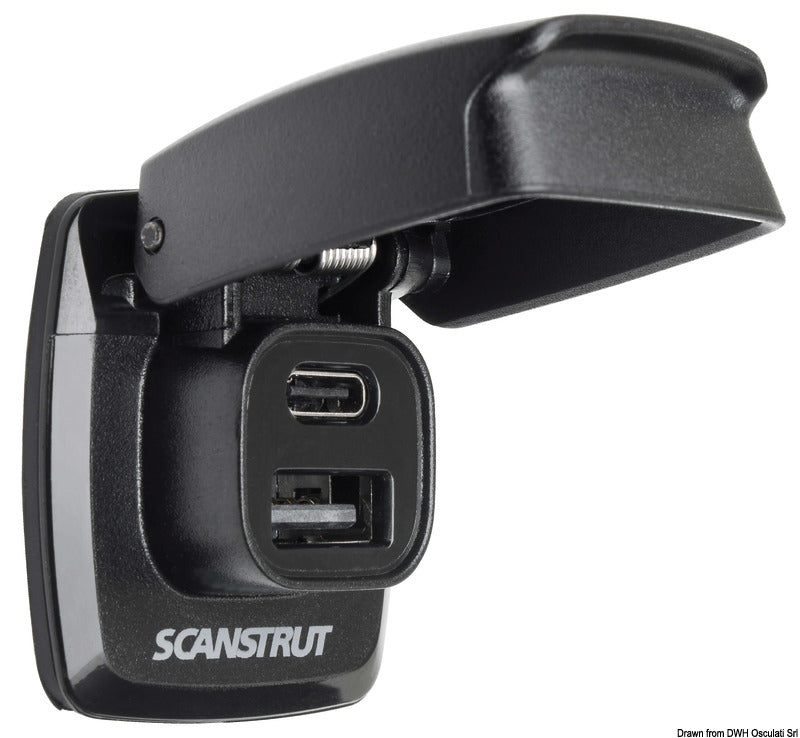 SCANSTRUT Flip Pro USB-A- ja USB-C-vesitiiviit pistorasiat