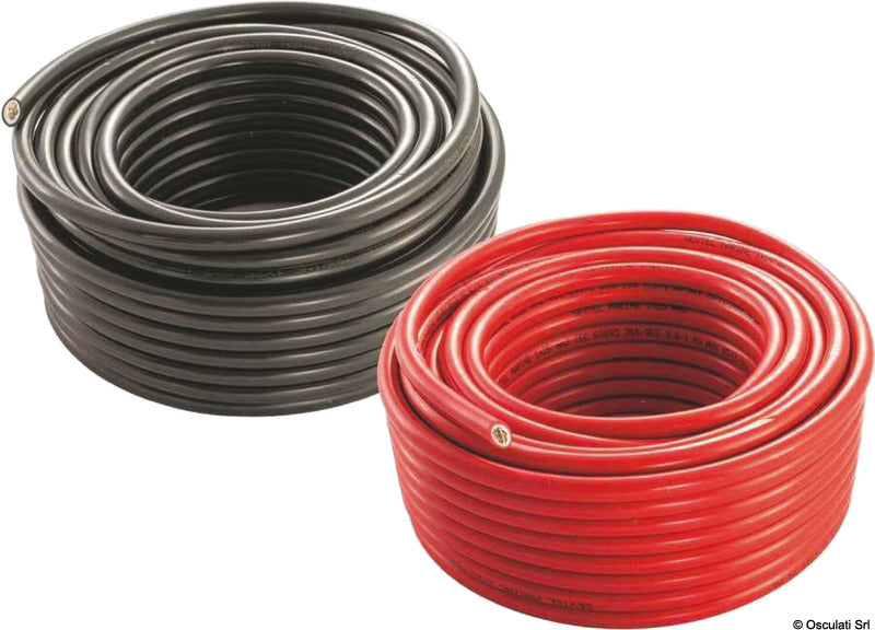 Tinned copper battery cable coated in synthetic resin.