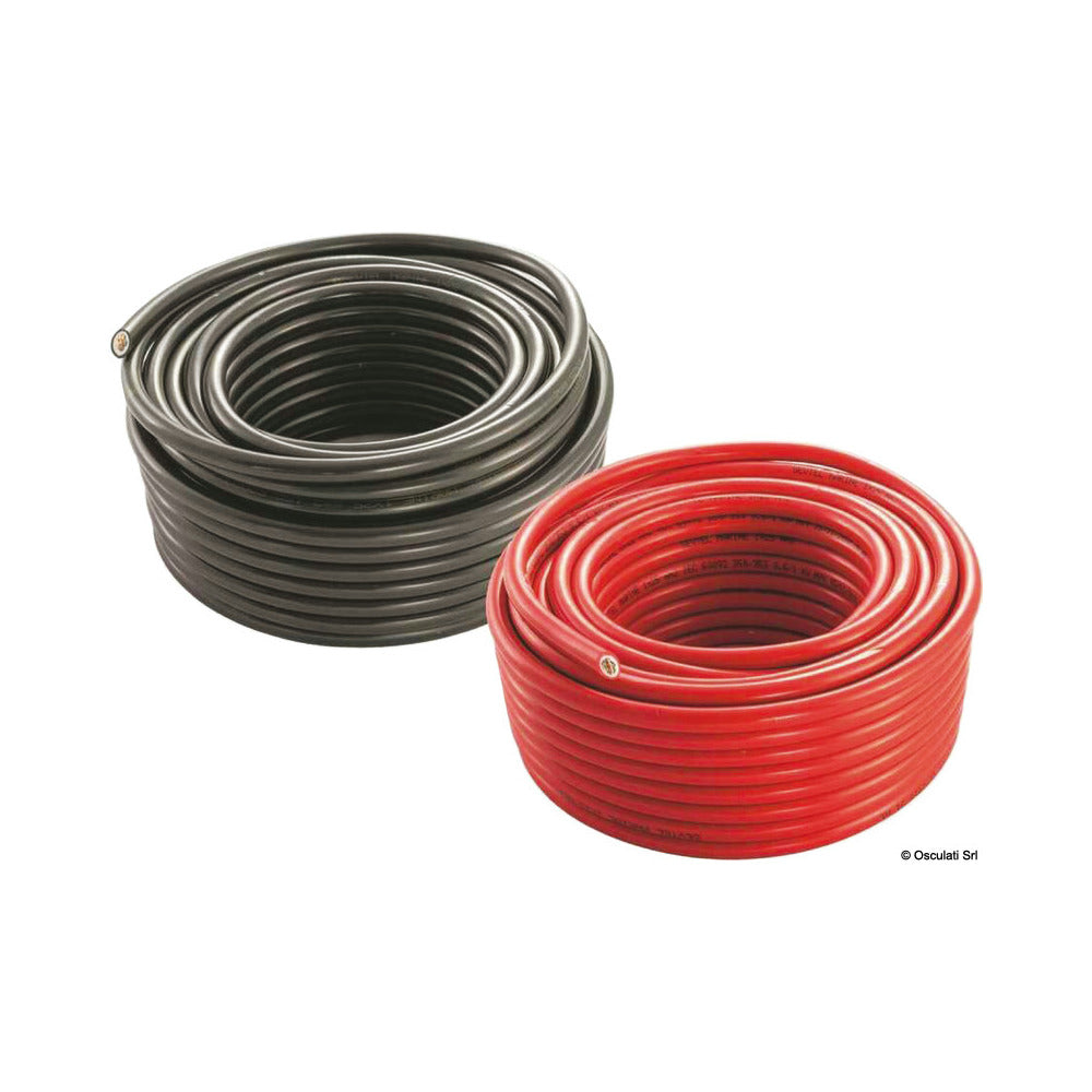 Tinned copper battery cable coated in synthetic resin.