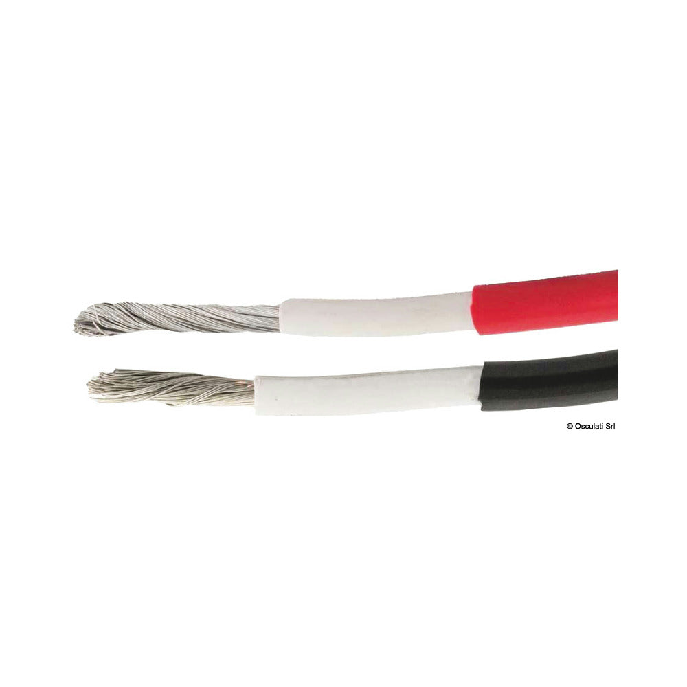 Tinned copper battery cable coated in synthetic resin.
