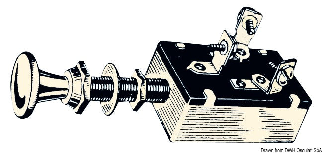 3-asentoinen kytkin kromatulla messinkilevyllä