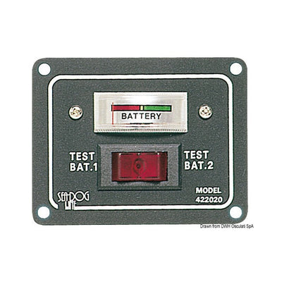 Panel with tester for 2 batteries and activation s