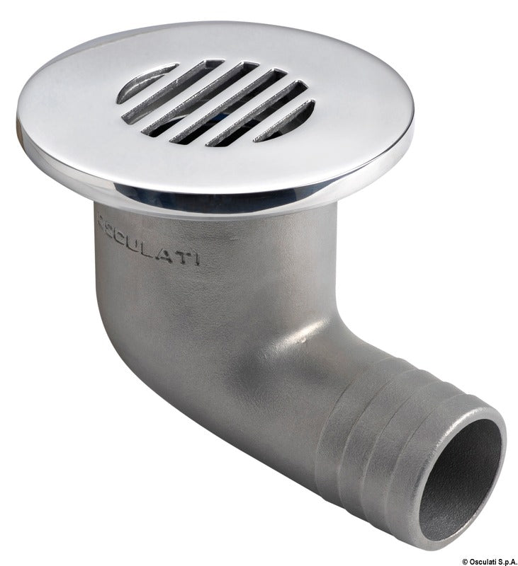 90° cockpit drain with check valve