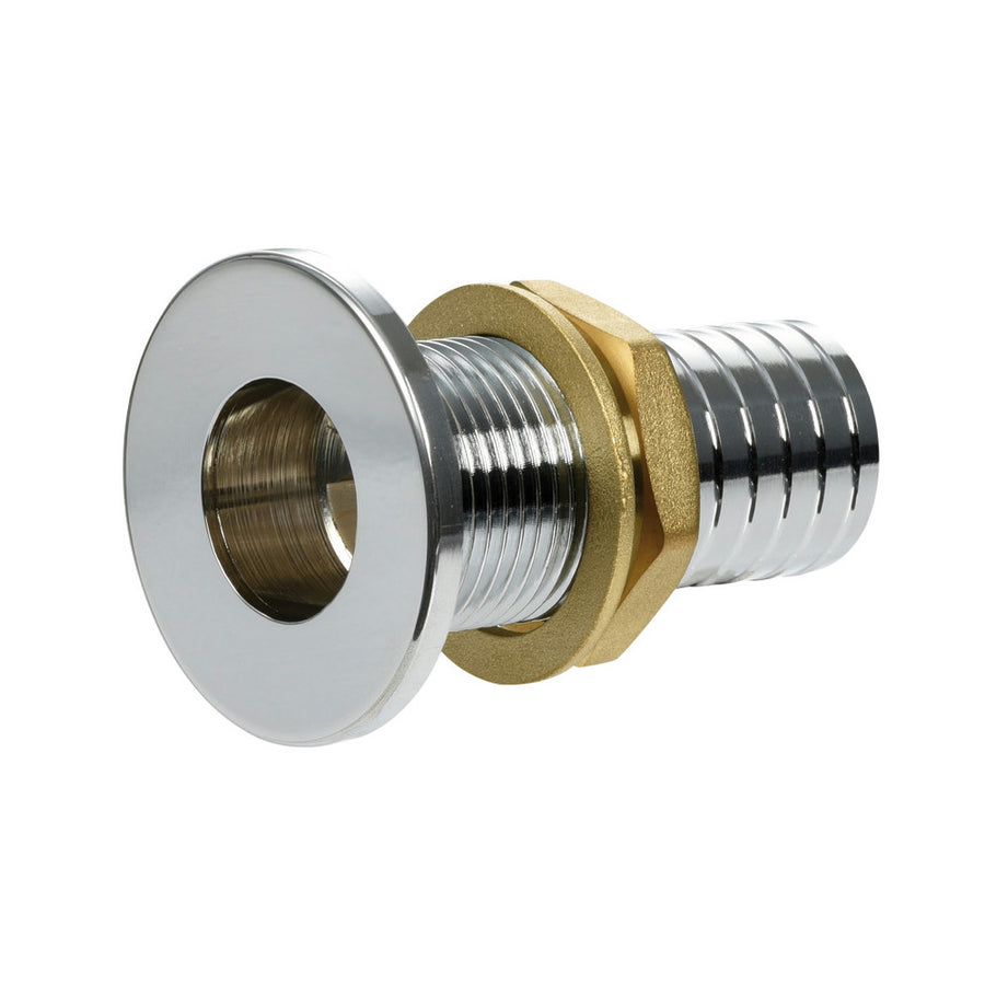 Skin fitting with flat head and hose connector