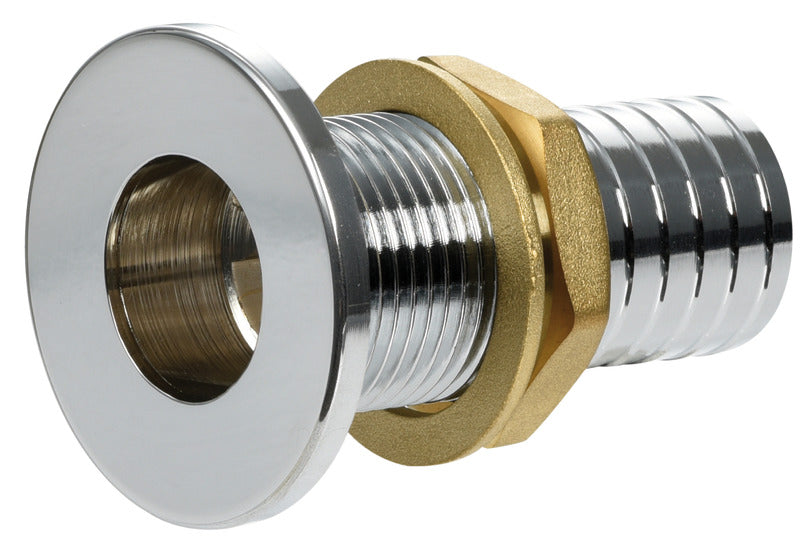 Skin fitting with flat head and hose connector
