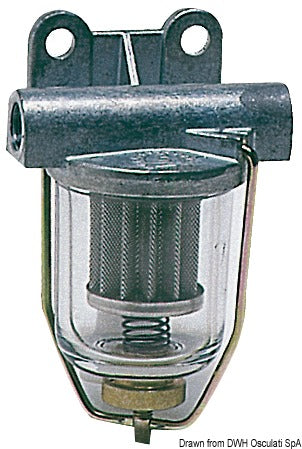 Fuel filter with clear glass tray