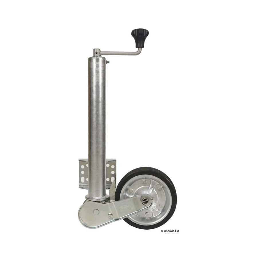 Heavy jockey wheel with automatic tilting