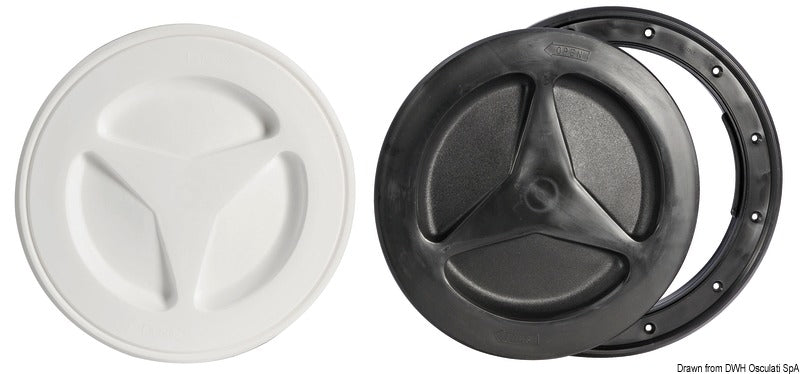 Polypropylene inspection hatch, fitted with rotating lock and bayonet