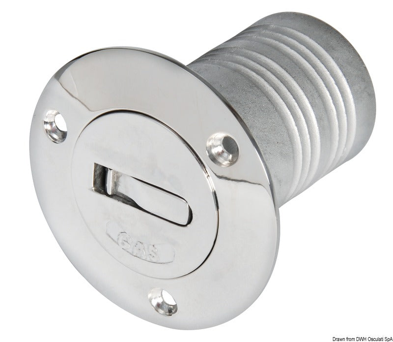 Utility chromed brass deck filler for flush mounting with rotating opening lever
