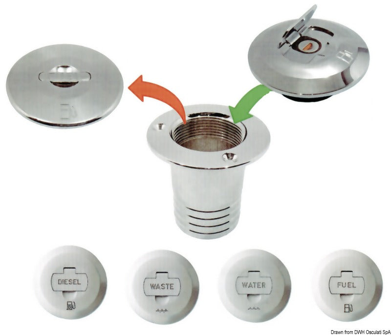 Kromattu messinkinen kannen täyteaine avaimella