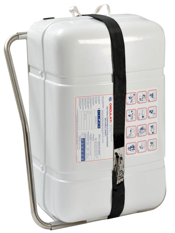 Universal liferaft holder for fast launching