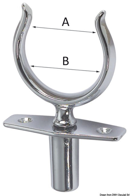 Chromed brass rowlock with blind socket
