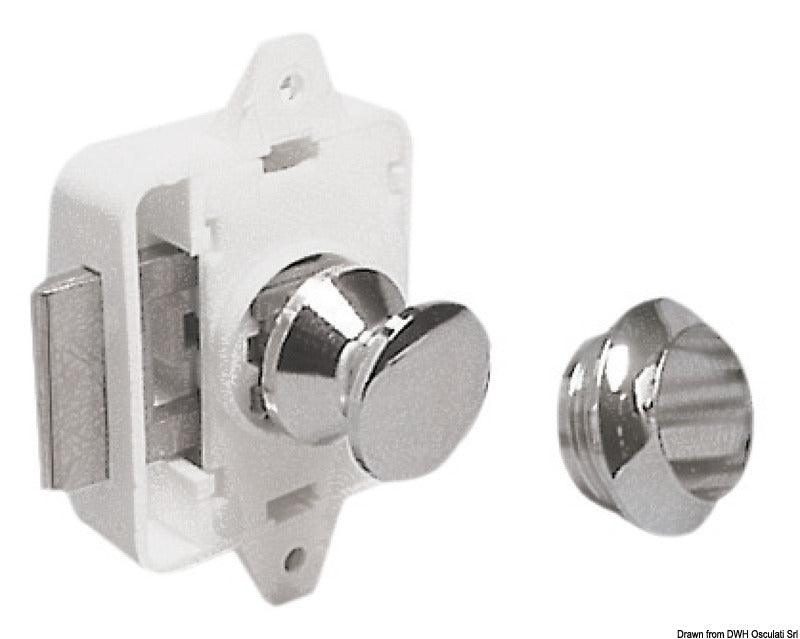 Spring lock for hatches and cabinet doors
