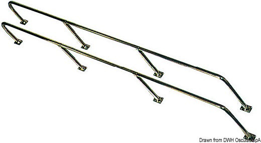 Stainless steel side handrail with inclined uprights