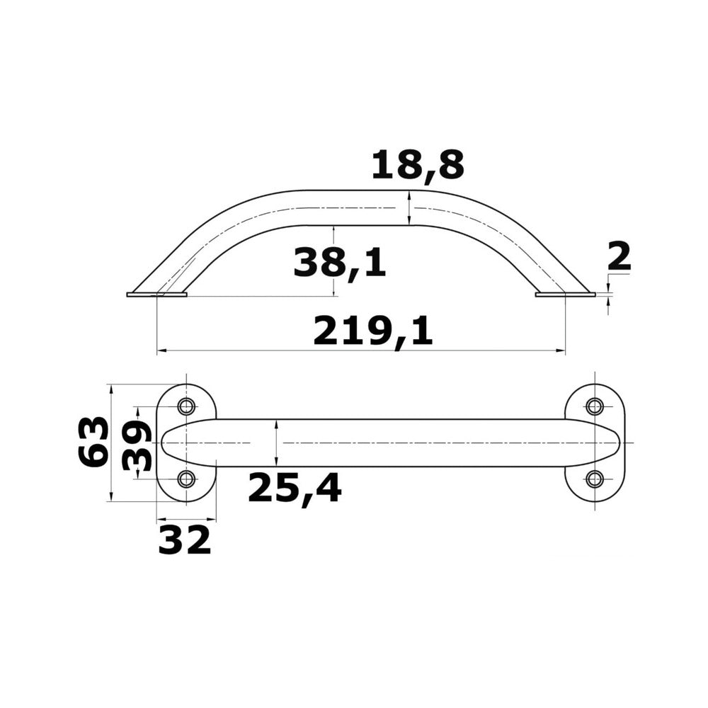 Oval pipe handrail with screws