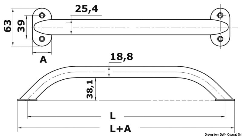 Oval pipe handrail with screws
