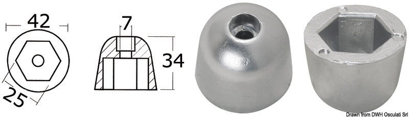Spare anodes for Side-Power (Sleipner) bow/stern propellers