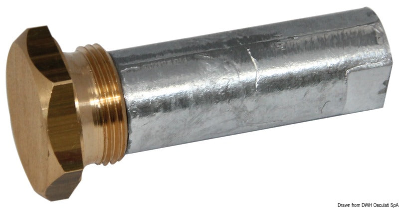 Onboard/outboard engine anode with plug (zinc)