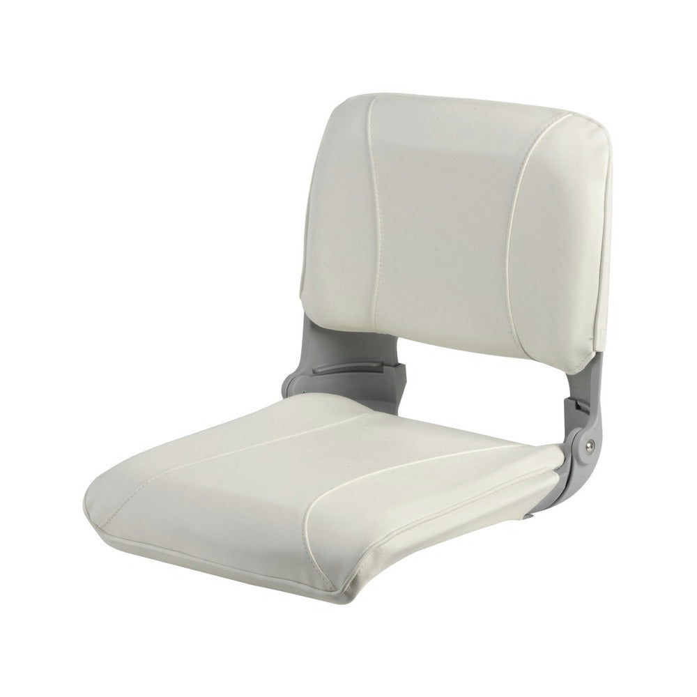 Seat with foldable backrest and pull-out padding