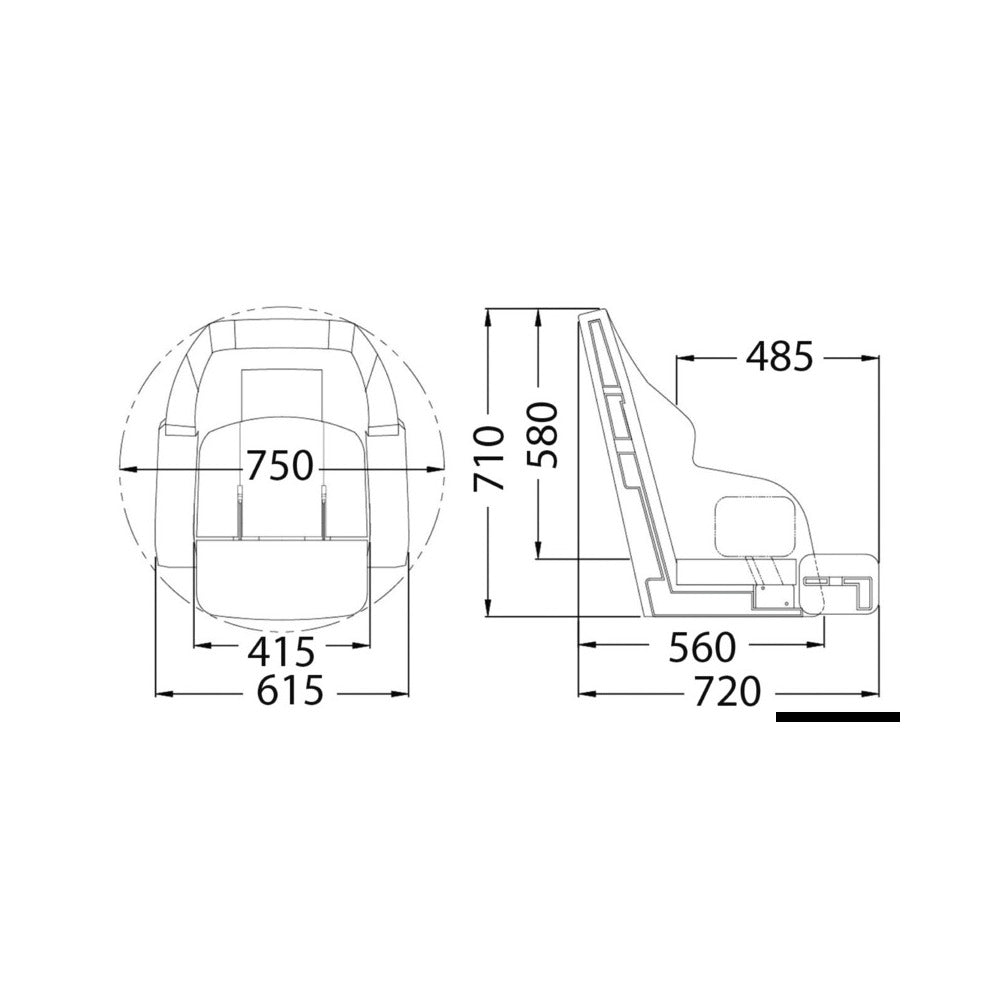Polstret ergonomisk sete med oppfellbar 3090