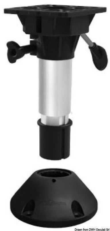 Waverider pedestal with seat mount, shock absorber, swivel support and outer base