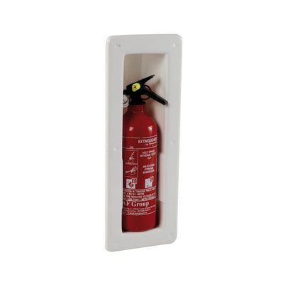 Extinguisher compartment snap in