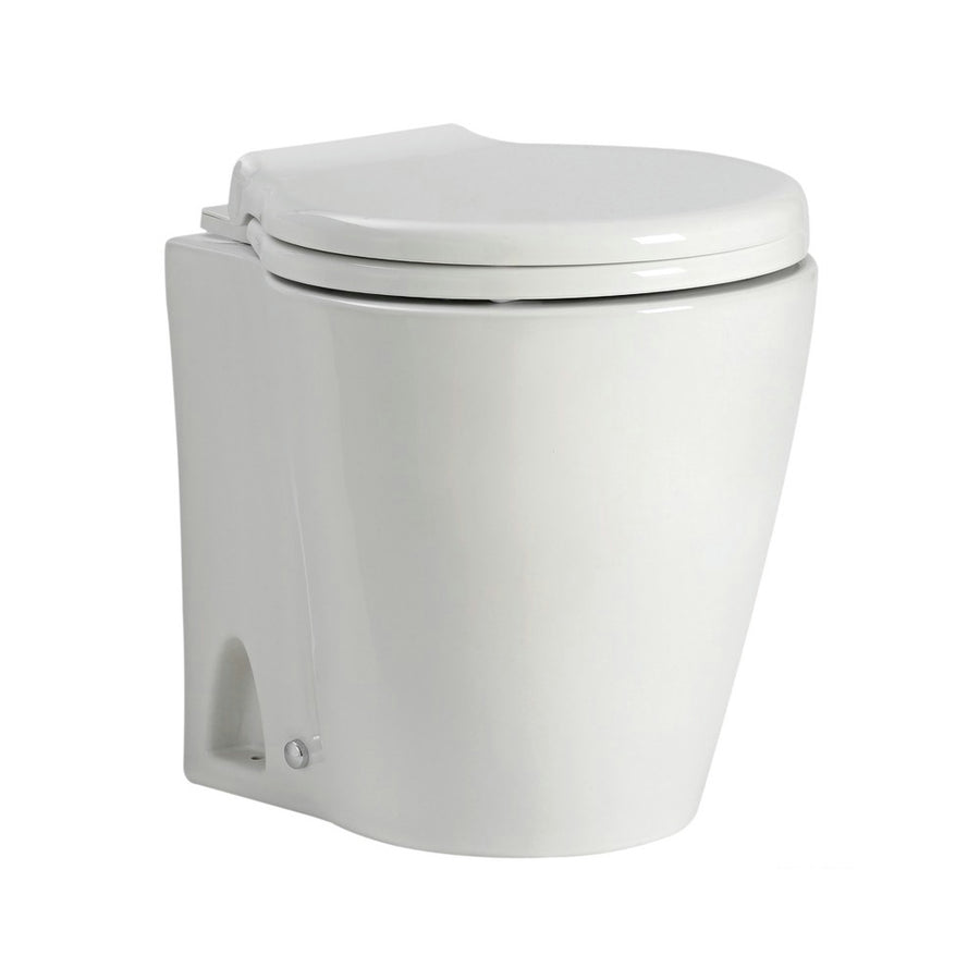 WC SILENT Slim elektrisk marin-toa — 12V eller 24V (kompakt, automatisk spolning)