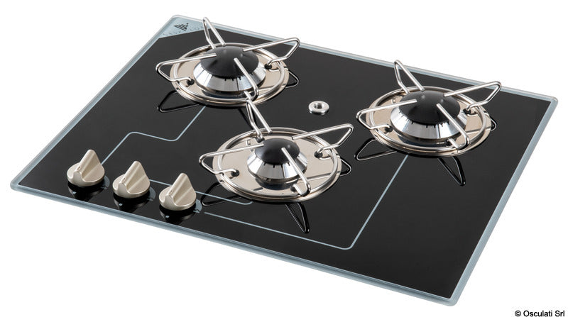Gas hob with pyroceram burners