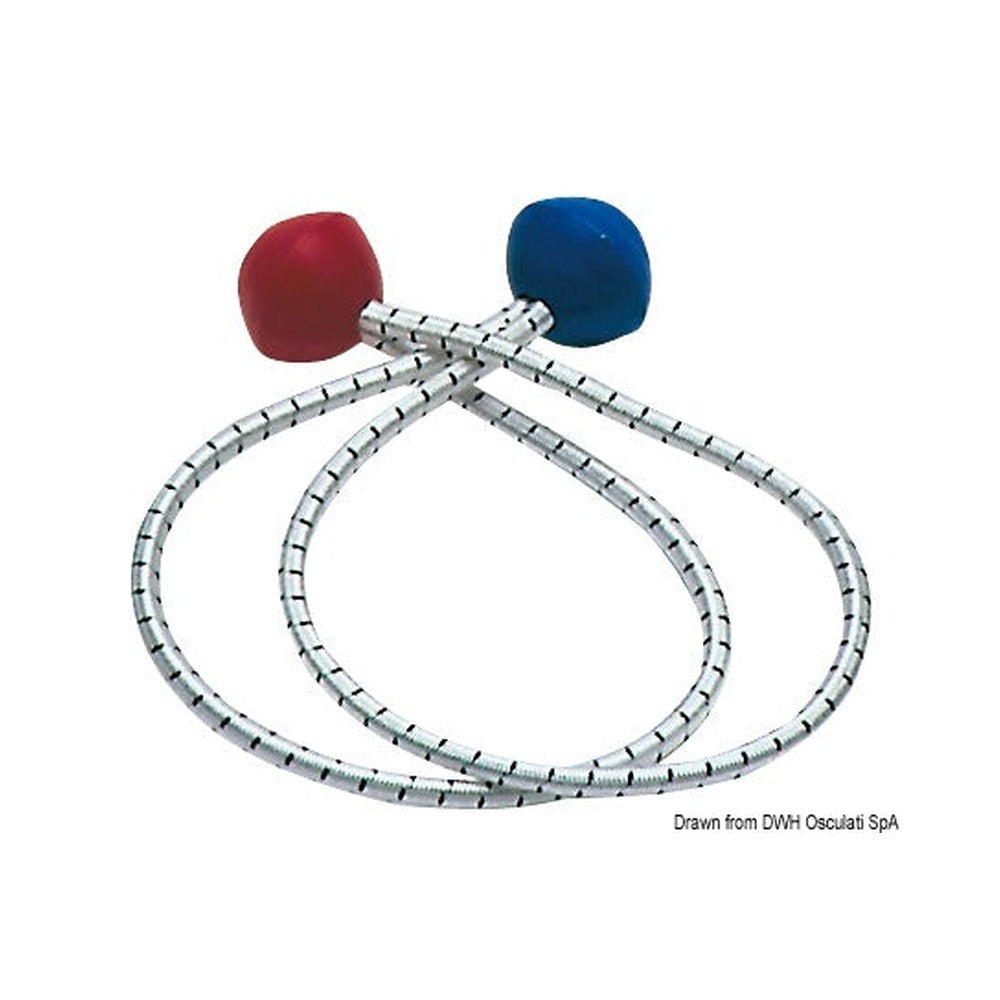 Bungee sail tie with plastic ball ends