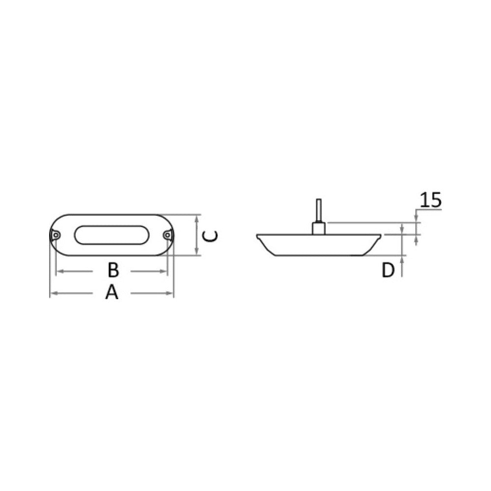 Underwater LED light for gangplanks, upper sterns