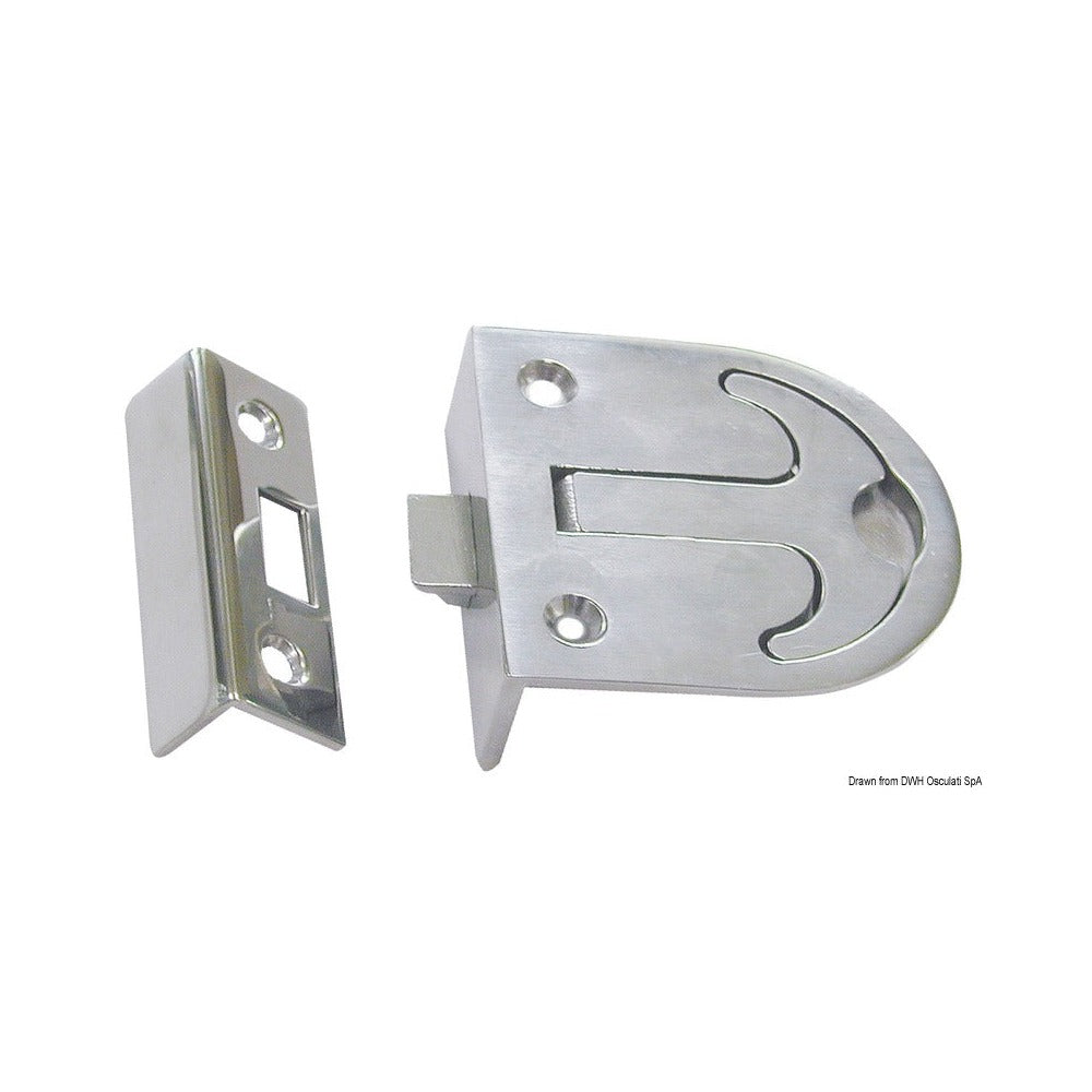 Flush bottom board pull latch