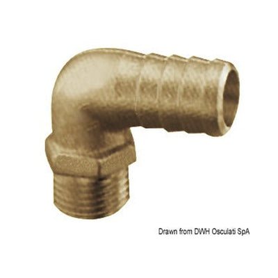 Brass hose connector, 90° male version