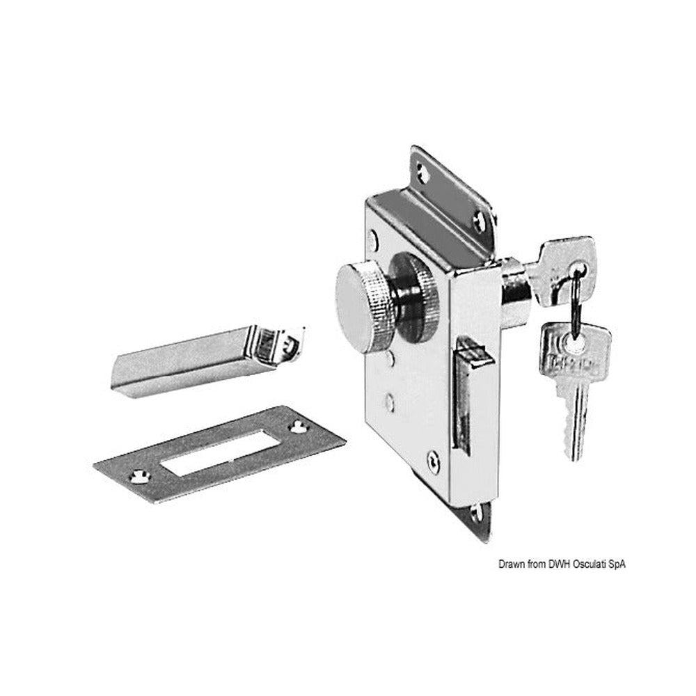 Double-turn lock with rim latch