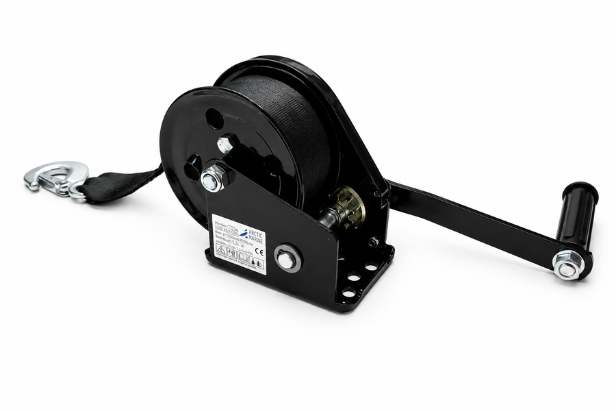 Arctic Marine Boat Winch 544 kg with brake — 8 m strap and hook