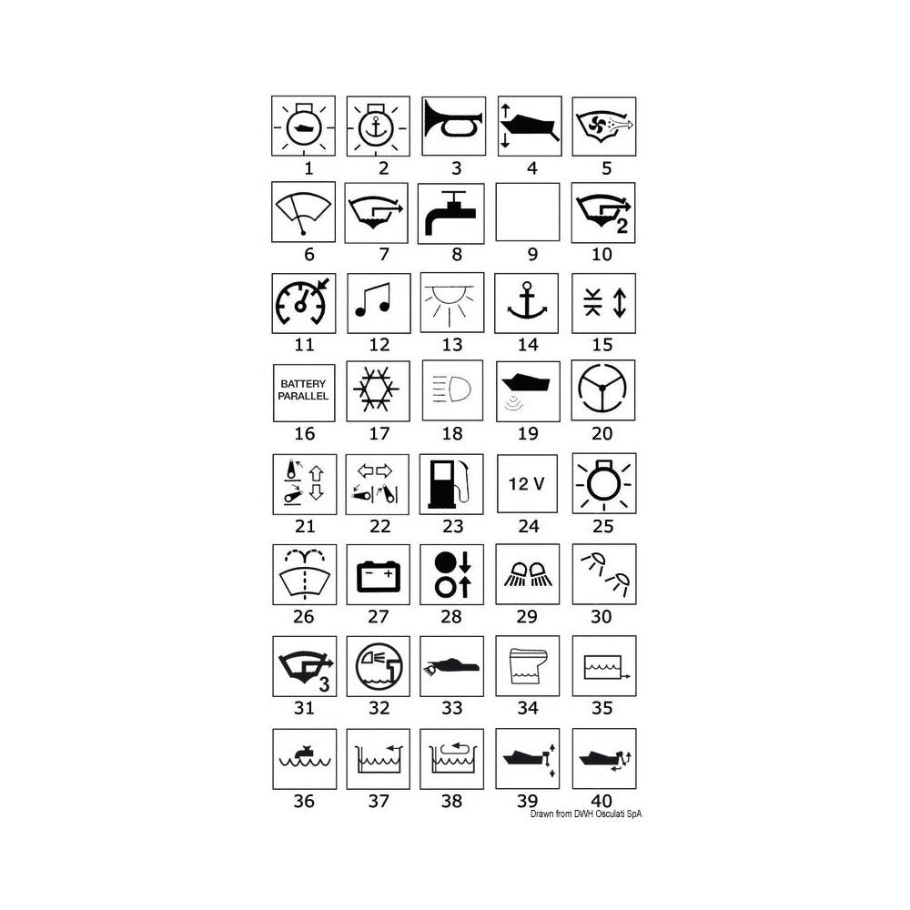 Toggles with lighted symbols