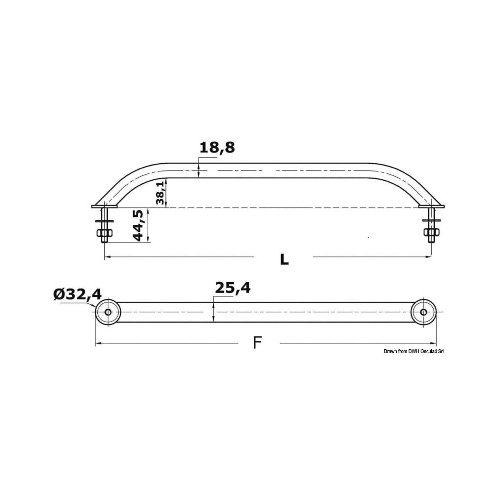 Oval pipe handrail, hidden screws