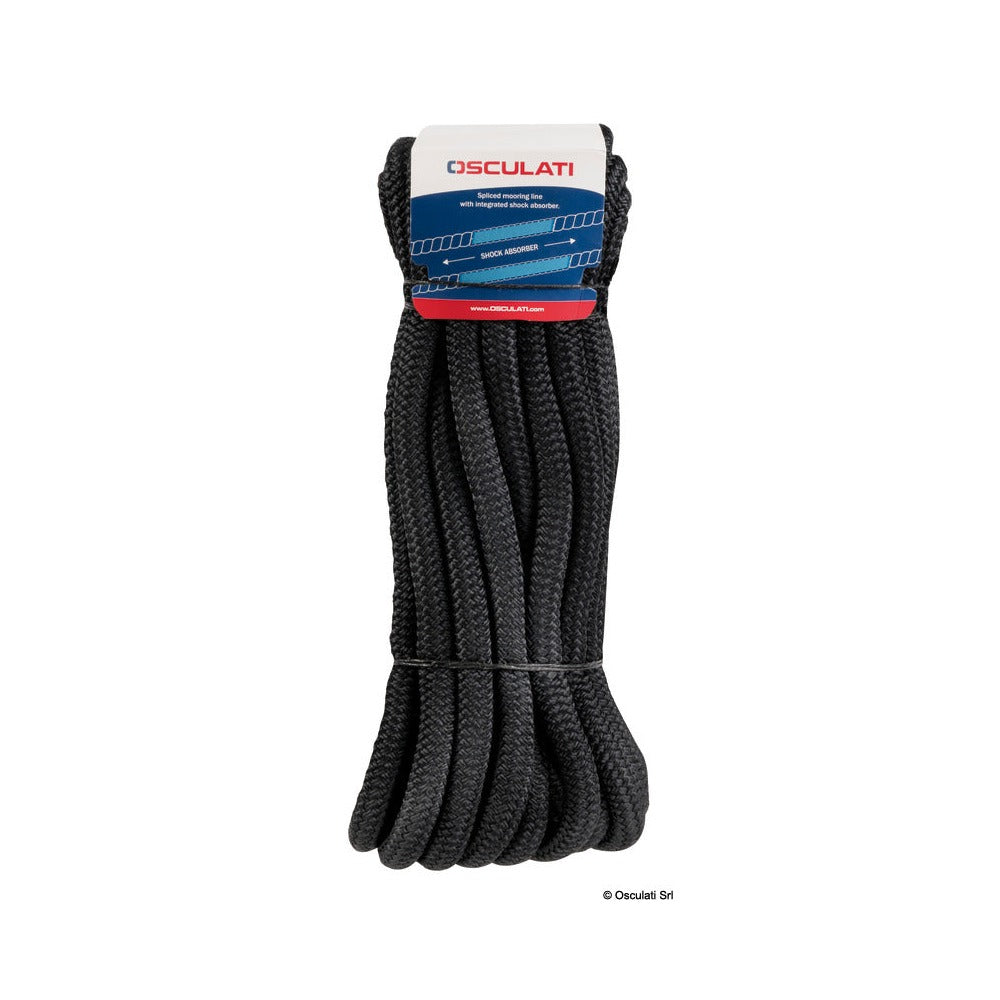 Mooring lines with eye and integrated shock absorb