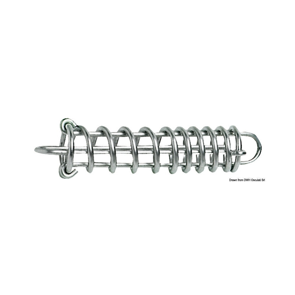 Polished stainless steel mooring spring with varia