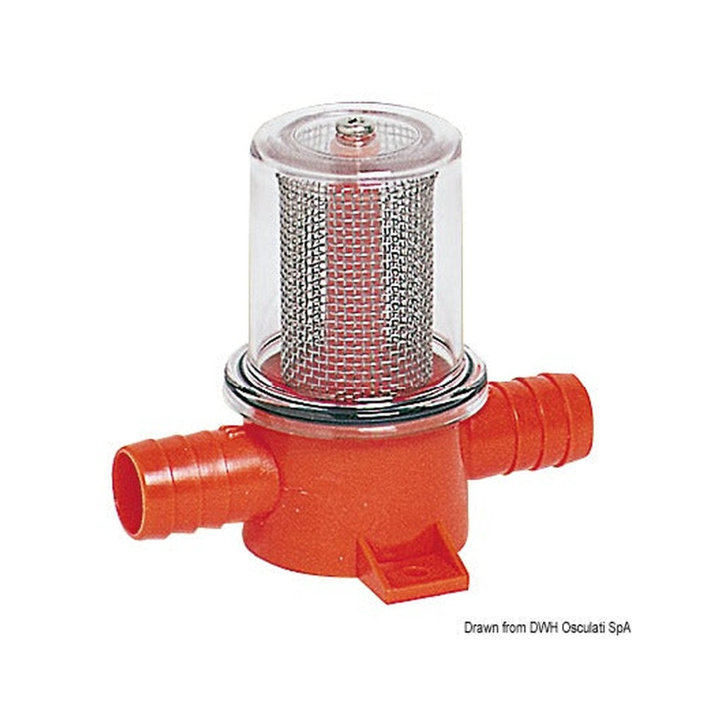 Flush mount filter for bilge pumps and showers