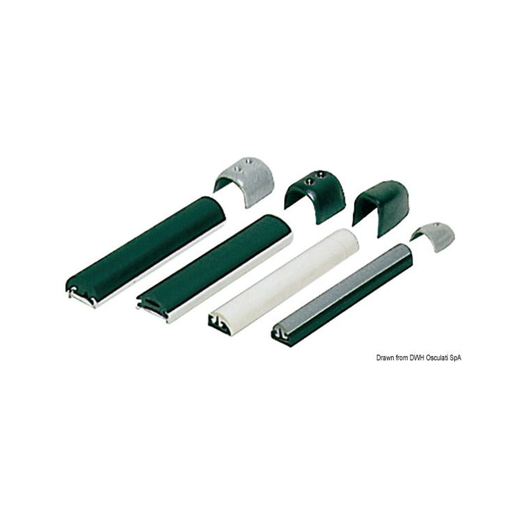 Rubbing strake made of rigid durable plastic, fitt